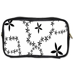 Flower Floral Black Line Wave Chevron Fleurs Toiletries Bags by Mariart