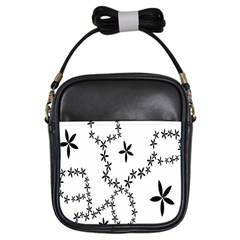 Flower Floral Black Line Wave Chevron Fleurs Girls Sling Bags by Mariart