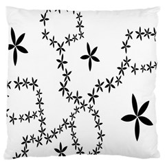 Flower Floral Black Line Wave Chevron Fleurs Large Cushion Case (one Side) by Mariart