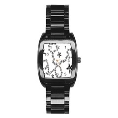 Flower Floral Black Line Wave Chevron Fleurs Stainless Steel Barrel Watch