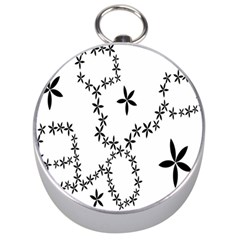 Flower Floral Black Line Wave Chevron Fleurs Silver Compasses by Mariart