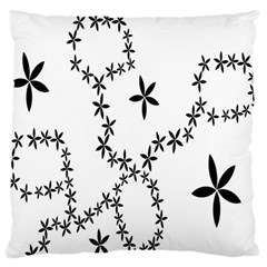 Flower Floral Black Line Wave Chevron Fleurs Large Flano Cushion Case (two Sides) by Mariart