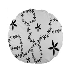 Flower Floral Black Line Wave Chevron Fleurs Standard 15  Premium Flano Round Cushions by Mariart