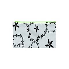 Flower Floral Black Line Wave Chevron Fleurs Cosmetic Bag (xs)