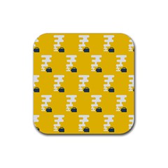 Fog Machine Fogging White Smoke Yellow Rubber Coaster (square)  by Mariart