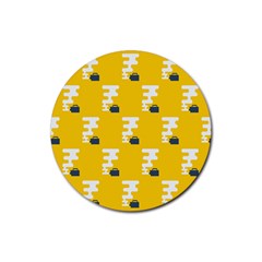 Fog Machine Fogging White Smoke Yellow Rubber Coaster (round)  by Mariart