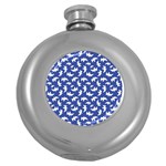 Birds Silhouette Pattern Round Hip Flask (5 oz) Front