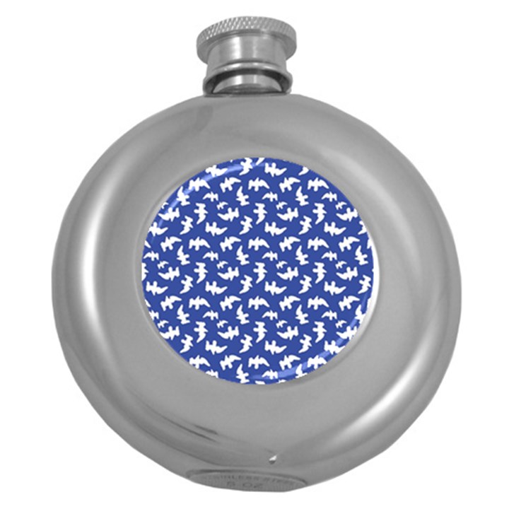 Birds Silhouette Pattern Round Hip Flask (5 oz)