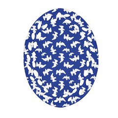 Birds Silhouette Pattern Oval Filigree Ornament (two Sides)