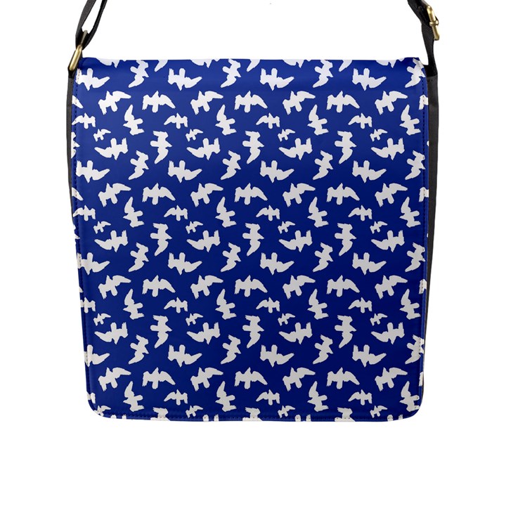 Birds Silhouette Pattern Flap Messenger Bag (L) 