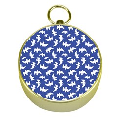 Birds Silhouette Pattern Gold Compasses