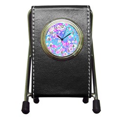 Flowers Cute Pattern Pen Holder Desk Clocks by Nexatart