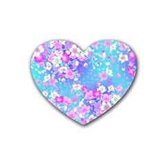 Flowers Cute Pattern Rubber Coaster (heart) 