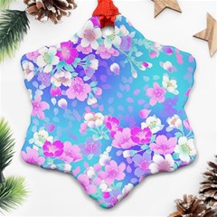 Flowers Cute Pattern Snowflake Ornament (two Sides) by Nexatart