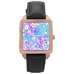 Flowers Cute Pattern Rose Gold Leather Watch  by Nexatart