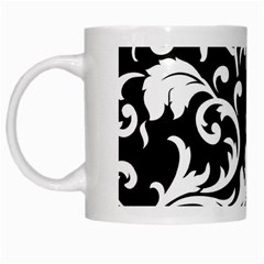 Black And White Floral Patterns White Mugs by Nexatart