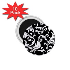 Black And White Floral Patterns 1 75  Magnets (10 Pack)  by Nexatart