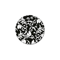 Black And White Floral Patterns Golf Ball Marker (10 Pack) by Nexatart