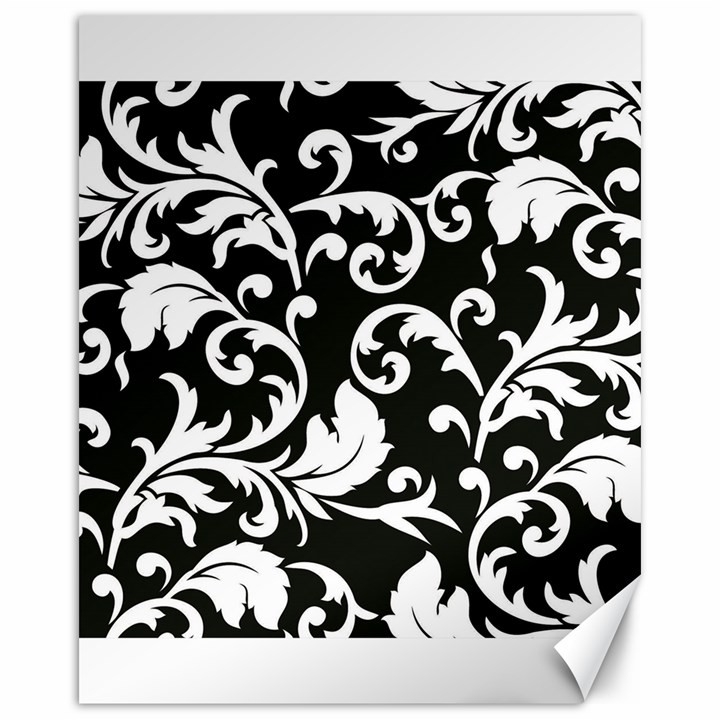 Black And White Floral Patterns Canvas 16  x 20  