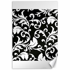 Black And White Floral Patterns Canvas 24  X 36  by Nexatart