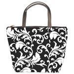 Black And White Floral Patterns Bucket Bags Front