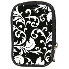 Black And White Floral Patterns Compact Camera Cases by Nexatart