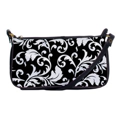 Black And White Floral Patterns Shoulder Clutch Bags by Nexatart