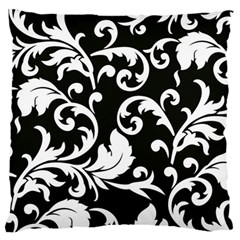 Black And White Floral Patterns Large Cushion Case (one Side) by Nexatart