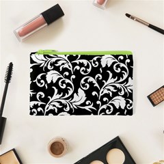 Black And White Floral Patterns Cosmetic Bag (xs) by Nexatart