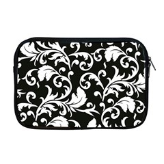 Black And White Floral Patterns Apple Macbook Pro 17  Zipper Case