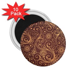 Gold And Brown Background Patterns 2 25  Magnets (10 Pack)  by Nexatart