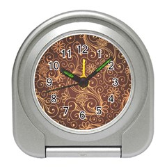 Gold And Brown Background Patterns Travel Alarm Clocks by Nexatart