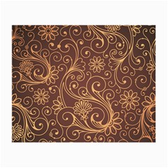 Gold And Brown Background Patterns Small Glasses Cloth (2-side) by Nexatart