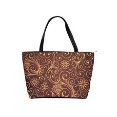 Gold And Brown Background Patterns Shoulder Handbags by Nexatart