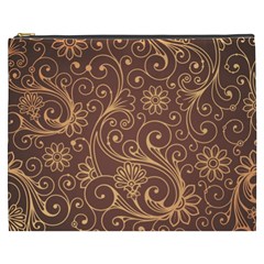 Gold And Brown Background Patterns Cosmetic Bag (xxxl)  by Nexatart