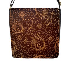 Gold And Brown Background Patterns Flap Messenger Bag (l)  by Nexatart