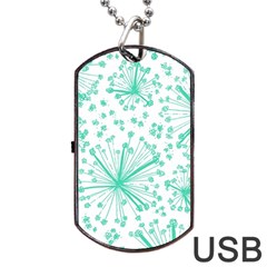 Pattern Floralgreen Dog Tag Usb Flash (one Side) by Nexatart