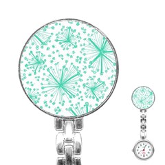 Pattern Floralgreen Stainless Steel Nurses Watch by Nexatart