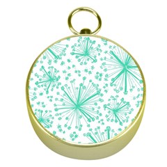 Pattern Floralgreen Gold Compasses