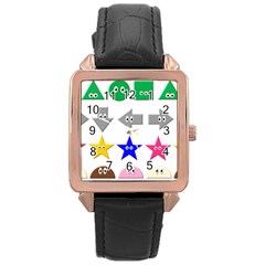 Cute Symbol Rose Gold Leather Watch 