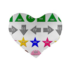 Cute Symbol Standard 16  Premium Flano Heart Shape Cushions by Nexatart