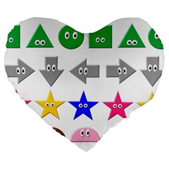 Cute Symbol Large 19  Premium Flano Heart Shape Cushions by Nexatart