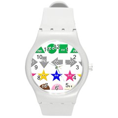 Cute Symbol Round Plastic Sport Watch (m)