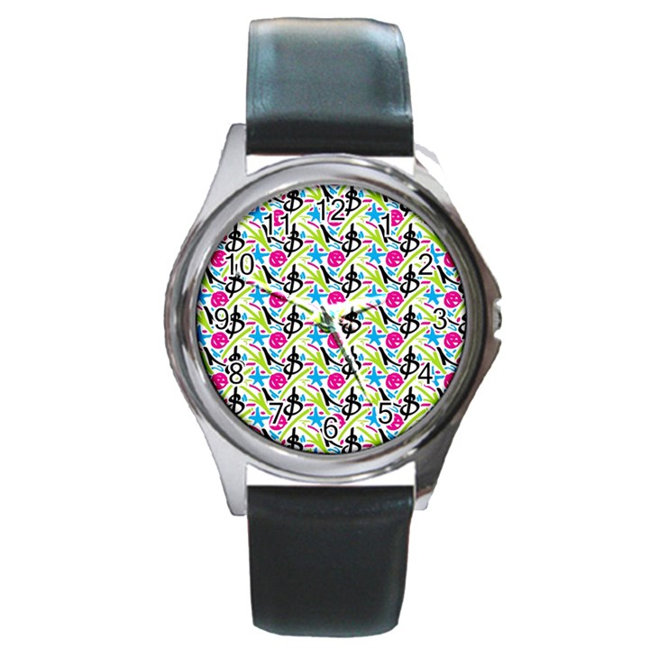 Cool Graffiti Patterns  Round Metal Watch