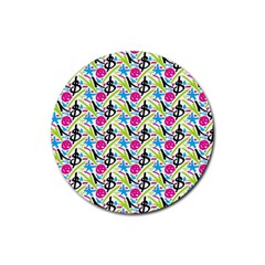 Cool Graffiti Patterns  Rubber Coaster (round)  by Nexatart