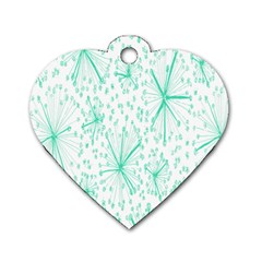 Pattern Floralgreen Dog Tag Heart (two Sides)