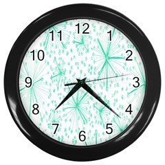 Pattern Floralgreen Wall Clocks (black) by Nexatart