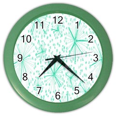 Pattern Floralgreen Color Wall Clocks by Nexatart