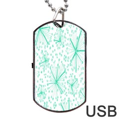 Pattern Floralgreen Dog Tag Usb Flash (one Side) by Nexatart