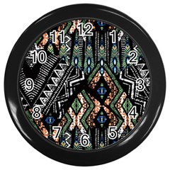 Ethnic Art Pattern Wall Clocks (black) by Nexatart